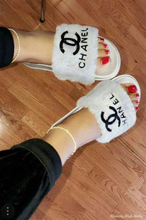 chanel slippers fluffy|chanel slippers for women.